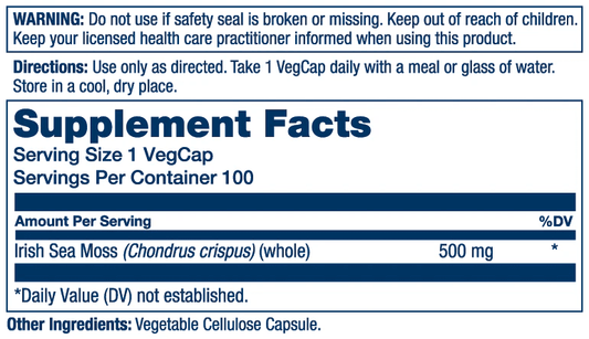 Solaray - Irish Sea Moss - 500mg 100ct - Herbal Supplement - Animal Supps | Sports Nutrition & Supplement Store | Vineland, NJ