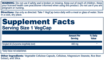 Solaray - Tongkat Ali 400mg - 60ct - Herbal Supplement - Animal Supps | Sports Nutrition & Supplement Store | Vineland, NJ