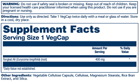 Solaray - Tongkat Ali 400mg - 60ct - Herbal Supplement - Animal Supps | Sports Nutrition & Supplement Store | Vineland, NJ