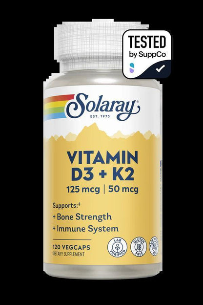 Solaray - Vitamin D3+K2 - 60ct - Vitamin & Mineral -Animal Supps | Supplement, Sports Nutrition, and Vitamin Shop | Vineland NJ