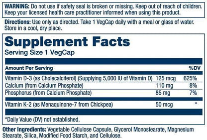 Solaray - Vitamin D3+K2 - 60ct - Vitamin & Mineral -Animal Supps | Supplement, Sports Nutrition, and Vitamin Shop | Vineland NJ