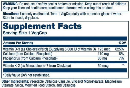 Solaray - Vitamin D3+K2 - 60ct - Vitamin & Mineral -Animal Supps | Supplement, Sports Nutrition, and Vitamin Shop | Vineland NJ