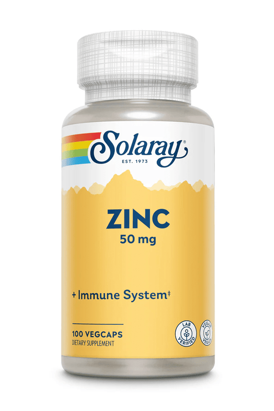Solaray - Zinc - 50mg 100ct - Vitamin & Mineral - Animal Supps | Sports Nutrition & Supplement Store | Vineland, NJ