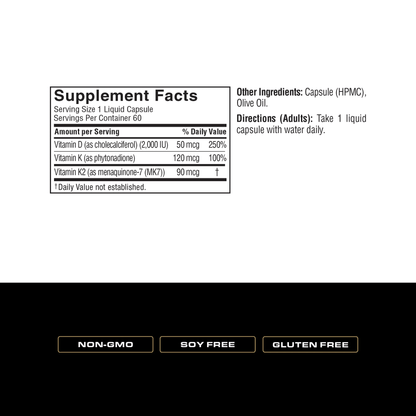 Spoken Nutrition - D3+K1/K2 - 60ct - Vitamin & Mineral - Animal Supps | Sports Nutrition & Supplement Store | Vineland, NJ