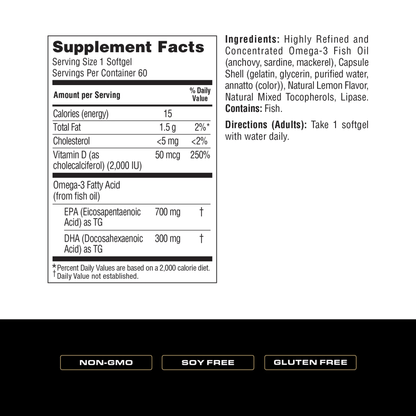 Spoken Nutrition - High EPA Fish Oil +D - 60ct - Fish Oil - Animal Supps | Sports Nutrition & Supplement Store | Vineland, NJ