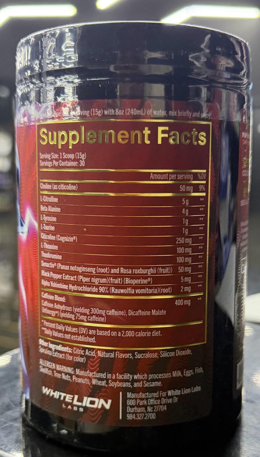 White Lion Labs - Thundercat High - Stim Pre - Workout - Blue Razz - Pre - Workout - Animal Supps | Sports Nutrition & Supplement Store | Vineland, NJ