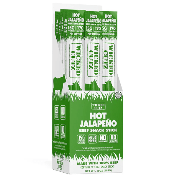 Wicked Cutz Beef Stick - Hot Jalepeno Single - Meat Snacks - Animal Supps | Sports Nutrition & Supplement Store | Vineland, NJ