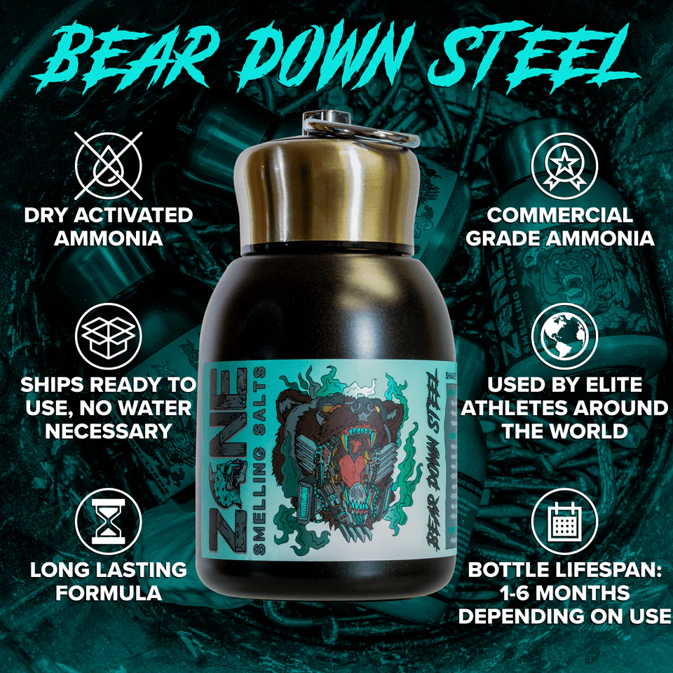 Zone – Bear Down Steel Smelling Salts: Original - Smelling Salts - Animal Supps | Sports Nutrition & Supplement Store | Vineland, NJ